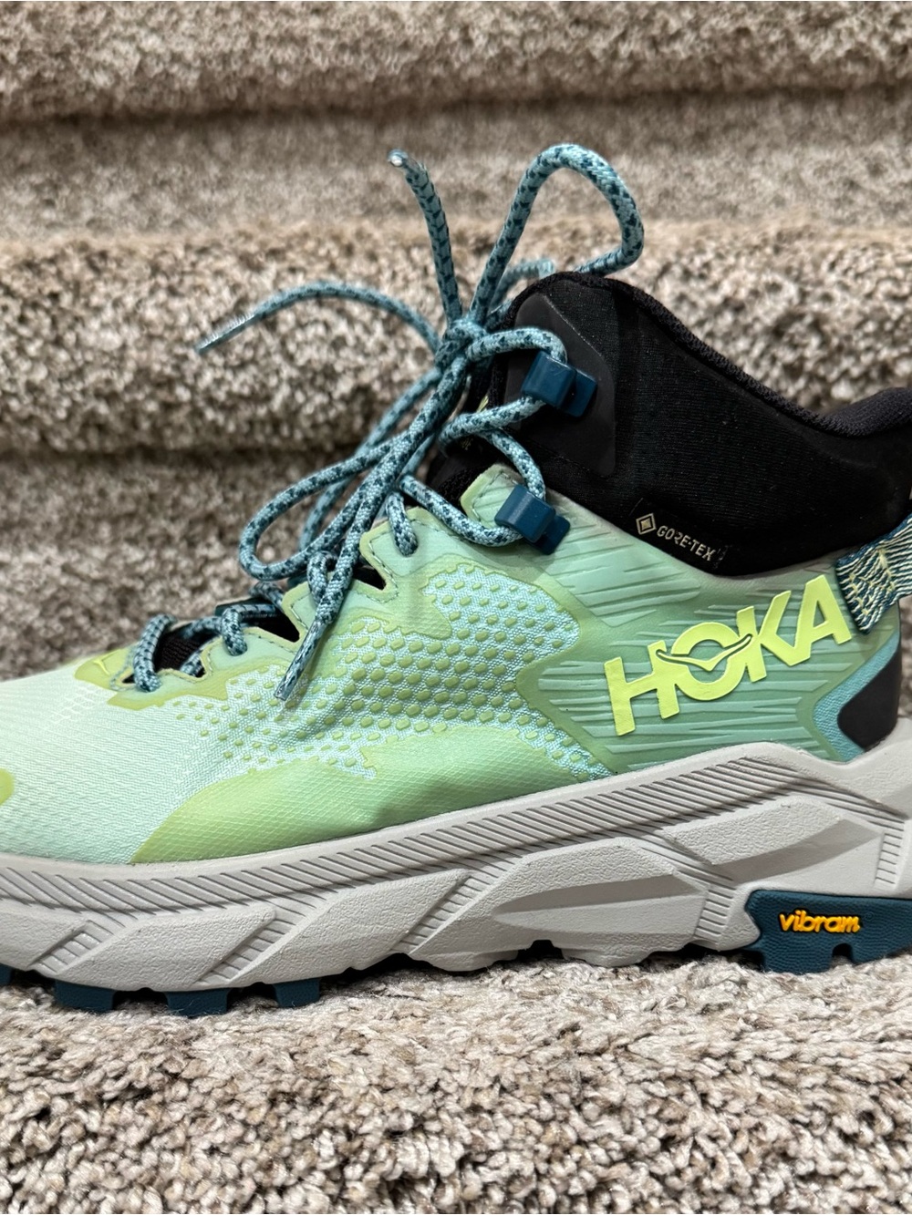 Women’s 5B Hoka Trail Code GTX Waterproof Hiking Boots Blue Teal GORE-TEX Shoes - Picture 2 of 7